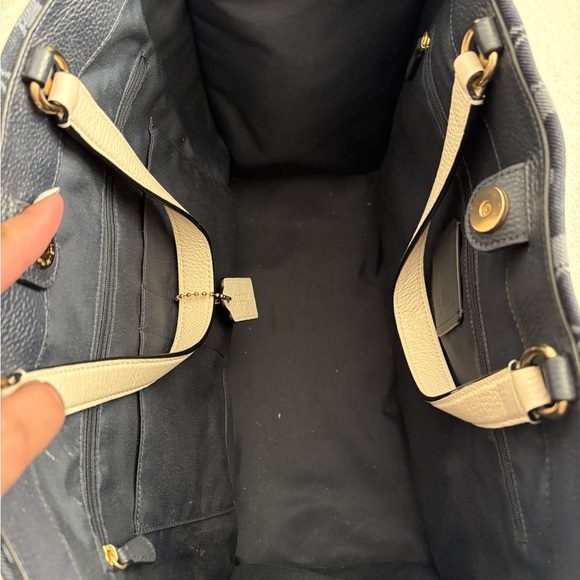 Coach Dark Blue and Cream Signature Tote - Picture 6 of 6